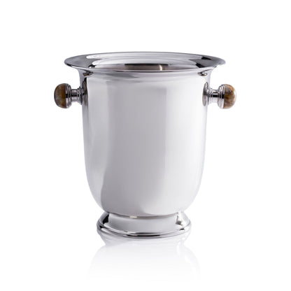 Duval Brass Champagne Bucket - Polished Nickel and Amber Stone - Barware by Carlyle Avenue