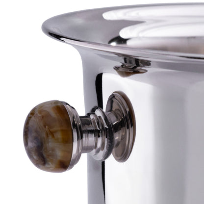 Duval Brass Champagne Bucket - Polished Nickel and Amber Stone - Barware by Carlyle Avenue