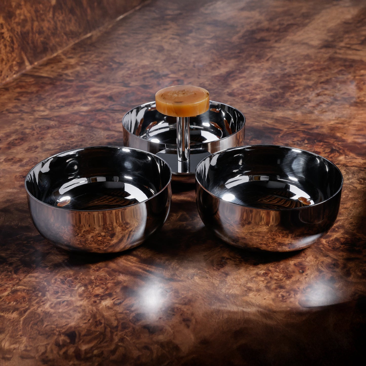 Spiga Condiment Set - Nickel & Amber