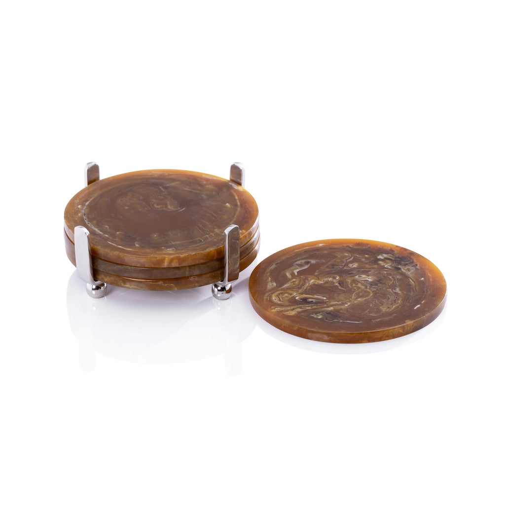 Spiga Coasters Set on Stand - Nickel & Amber - Barware by Carlyle Avenue