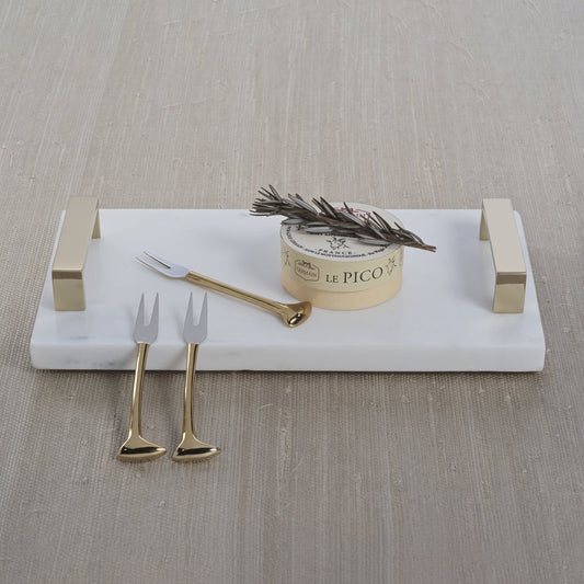 Marble Tray with Gold Handles - Serveware by Carlyle Avenue