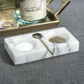 Marble Salt and Pepper Dish with Spoon - White - Kitchenware by Carlyle Avenue