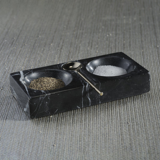 black marble salt and pepper