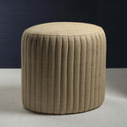 Fontainebleau Oval Fluted Raffia Ottoman in natural woven raffia with vertical fluting for stylish home decor.