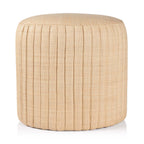 Fontainebleau Oval Fluted Raffia Ottoman featuring a neutral woven texture and soft rounded oval shape.