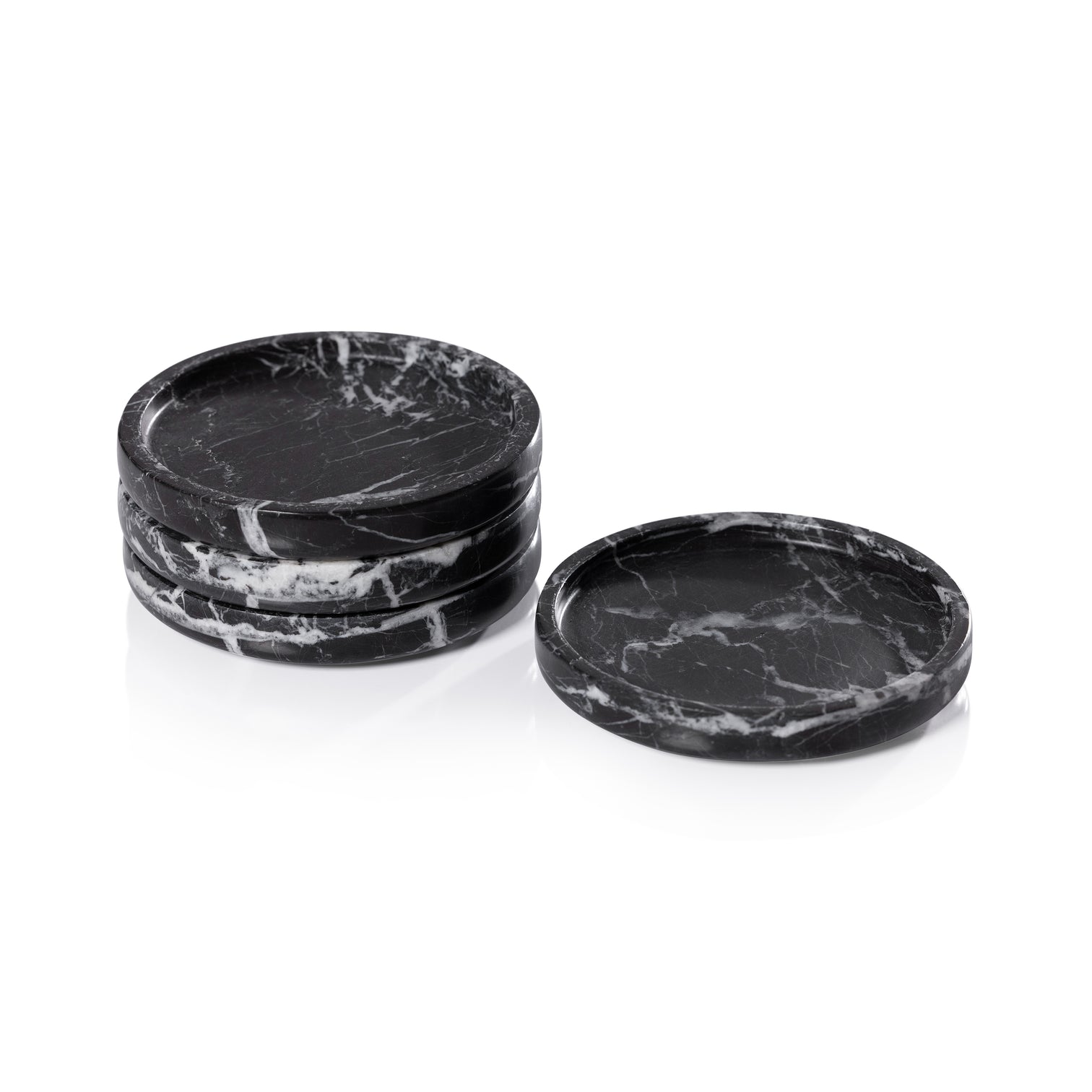 Marble Coaster - Set of 4 - Black Marquino - Barware by Carlyle Avenue