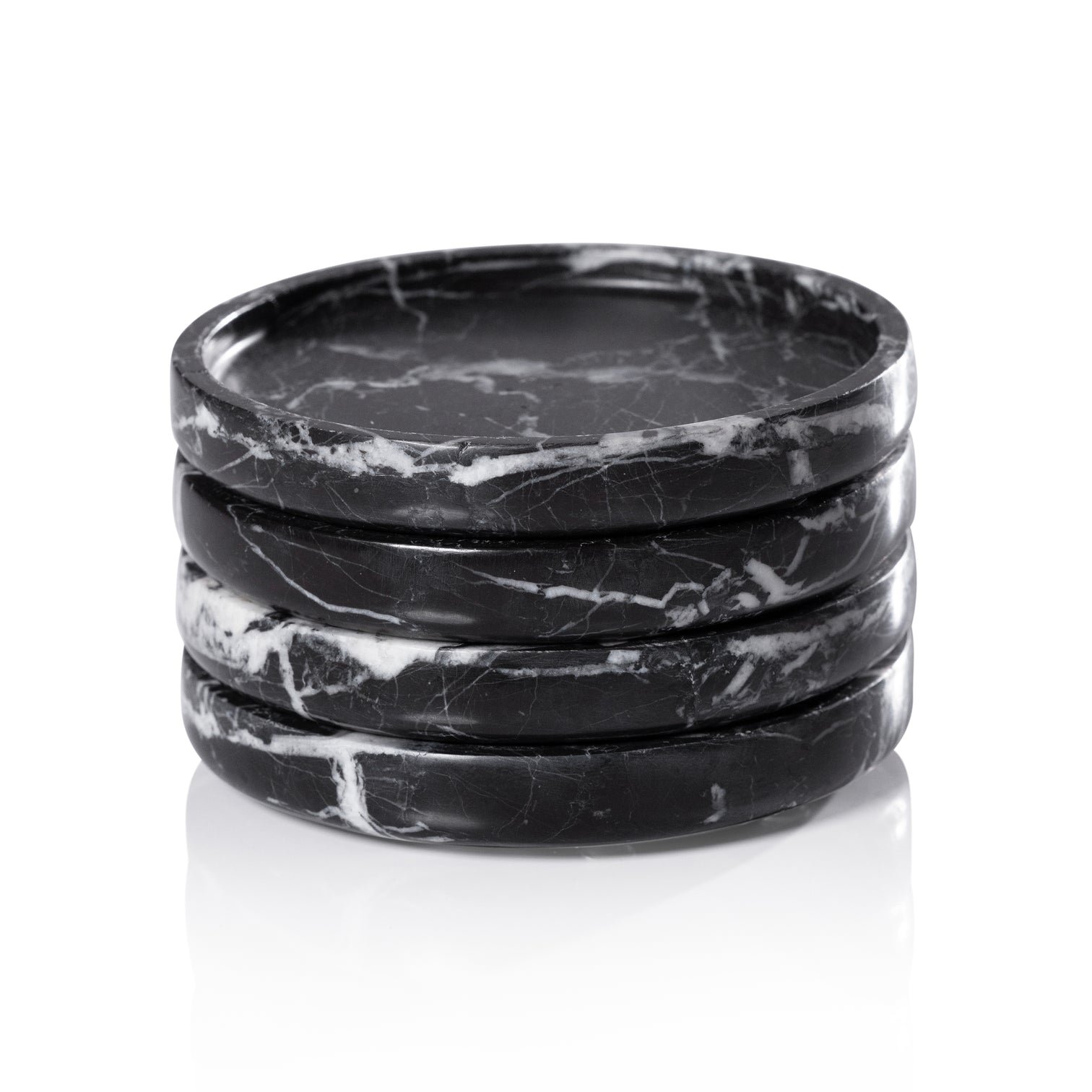 Marble Coaster - Set of 4 - Black Marquino - Barware by Carlyle Avenue