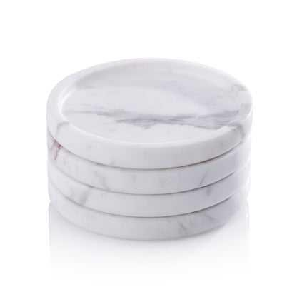 Marble Coaster - Set of 4 - Volakas White - Barware by Carlyle Avenue