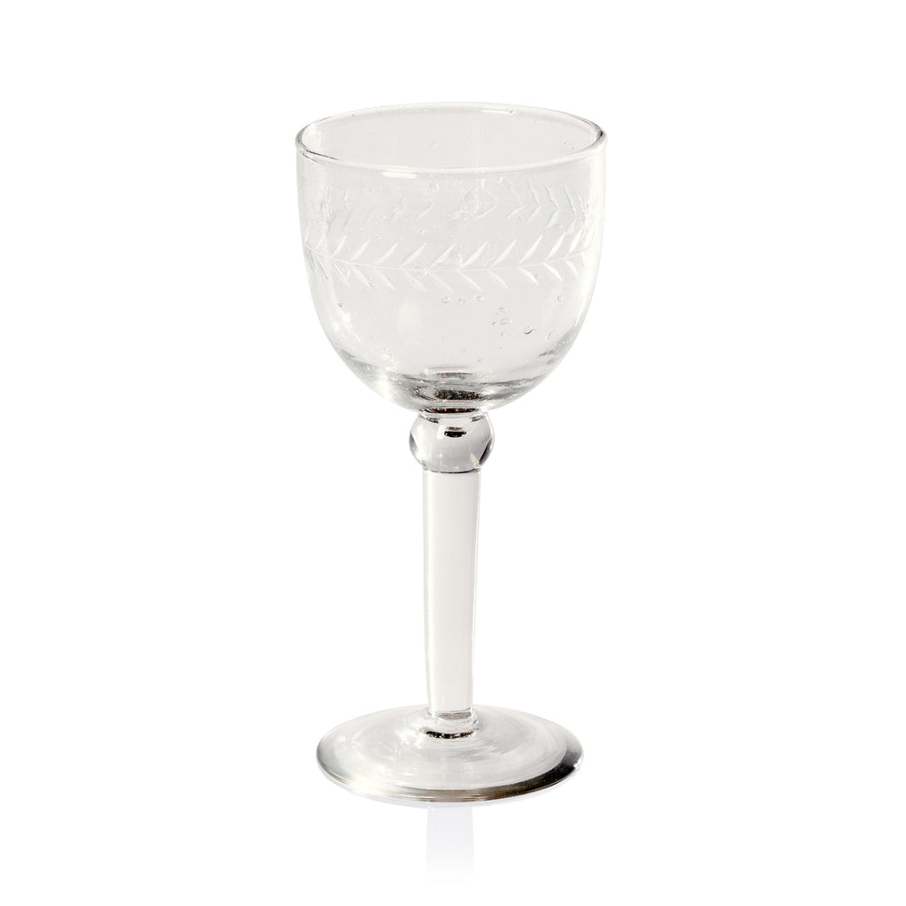 Tuscan Handmade Etched Glass Wine Goblet, Set of 4 - Drinkware by Carlyle Avenue