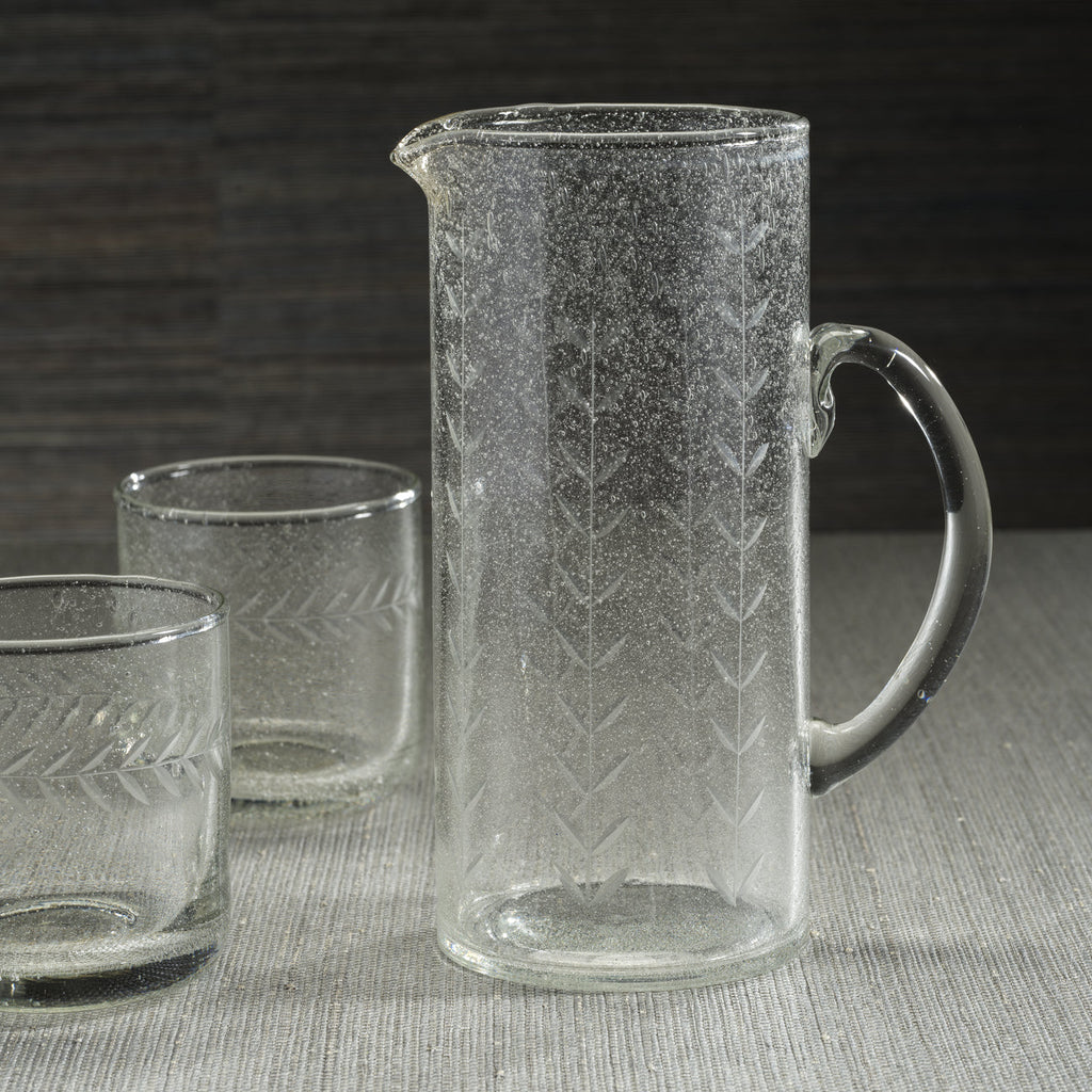 Tuscan Handmade Etched Glass Pitcher - Drinkware by Carlyle Avenue