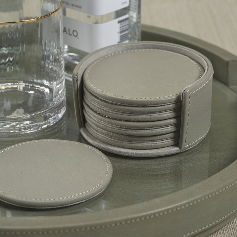 Leather Coaster Set  - Gray - Coasters by Carlyle Avenue