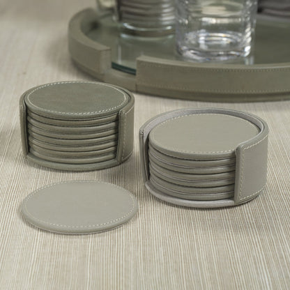 Leather Coasters - Set of 8 - Gray - Coasters by Carlyle Avenue