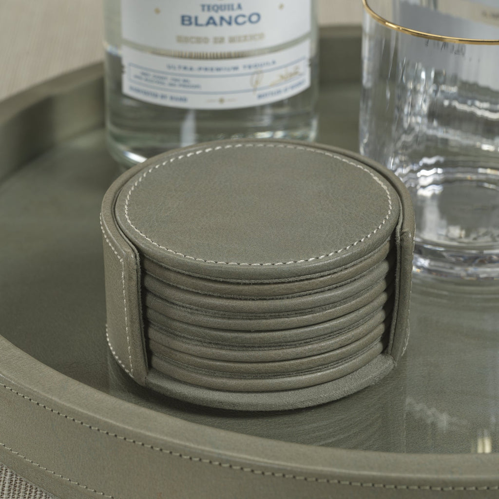 Leather Coaster Set  - Sage - Coasters by Carlyle Avenue