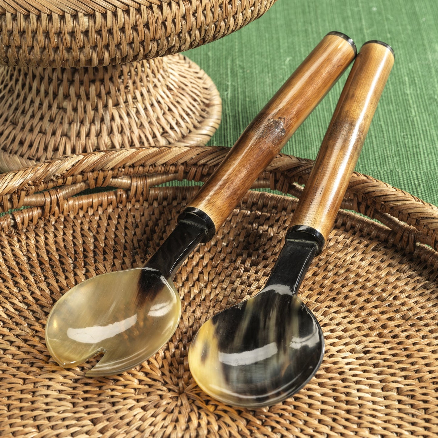 Bamboo and Horn Salad Server Set - Small