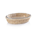 The Palmier Oval Glass Bowl in Woven Rattan Basket - Kitchenware by Carlyle Avenue