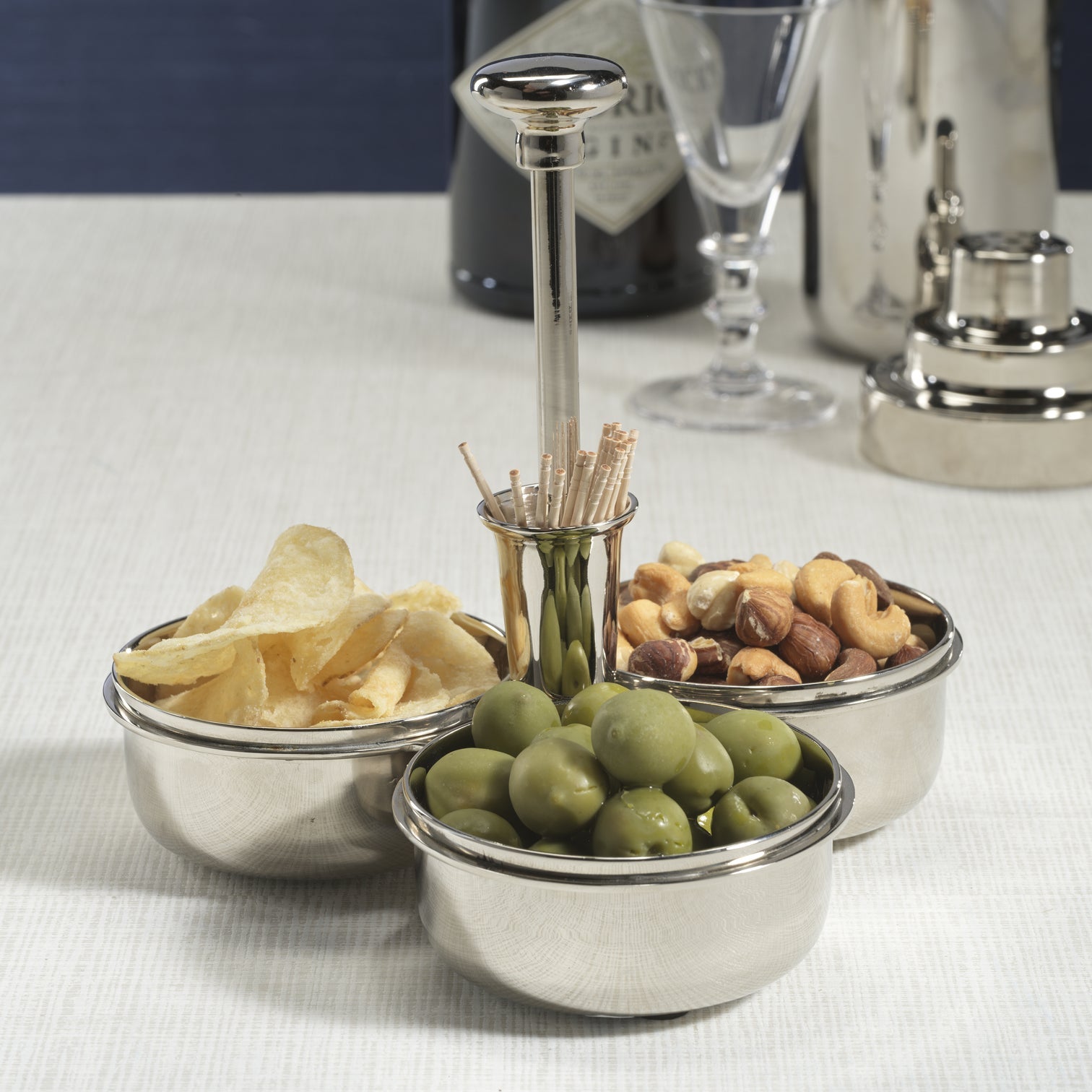 Basso Condiment Trio w/ Cocktail Pick Holder - Barware by Carlyle Avenue