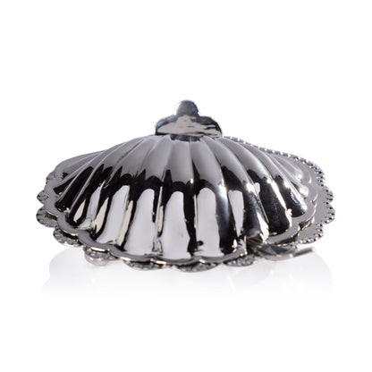 Cap Ferrat Fan Shell Lidded Bowl with Spoon - Polished Nickel - CARLYLE AVENUE