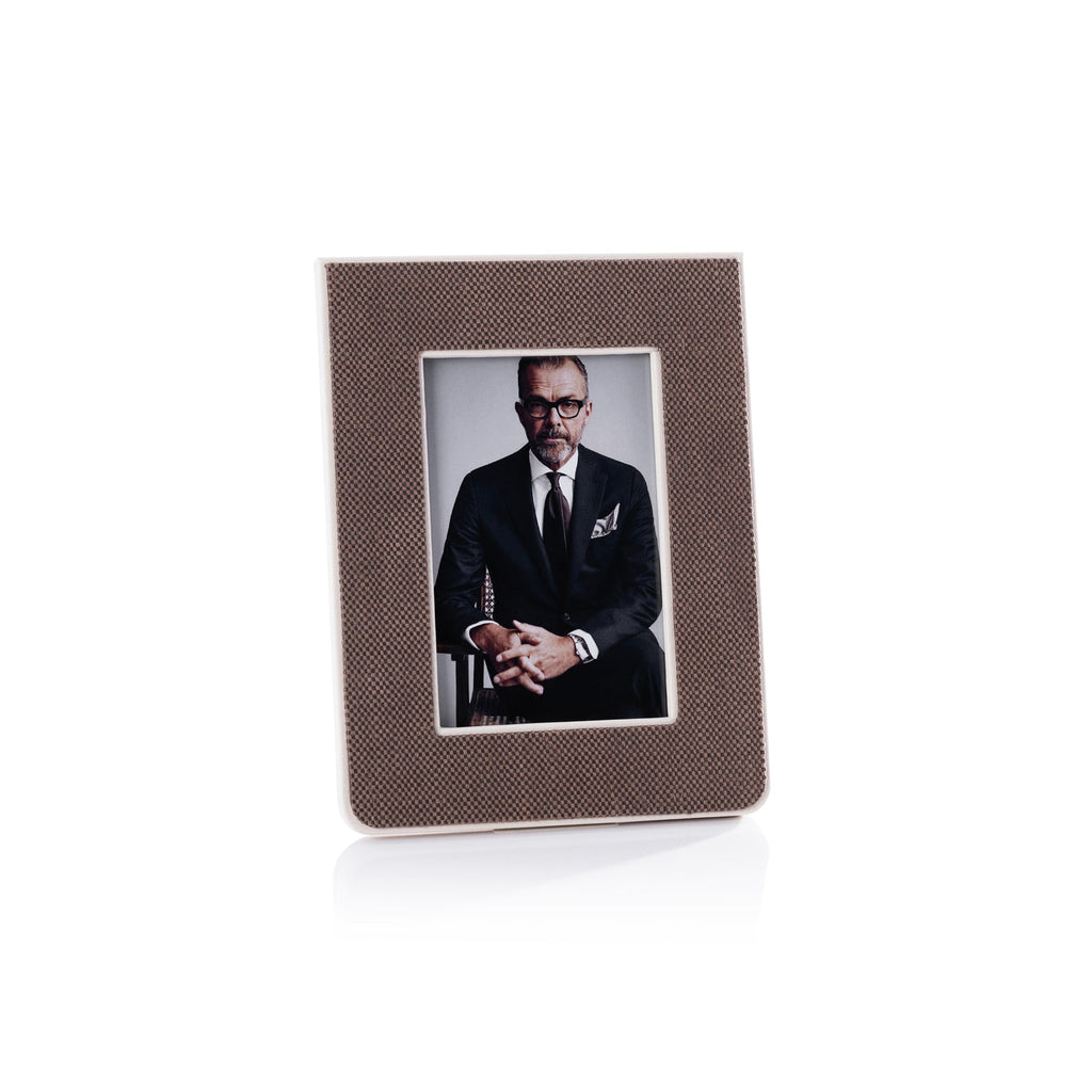 Raffia Over Nappa Cream Leather Photo Frame - Picture Frames by Carlyle Avenue