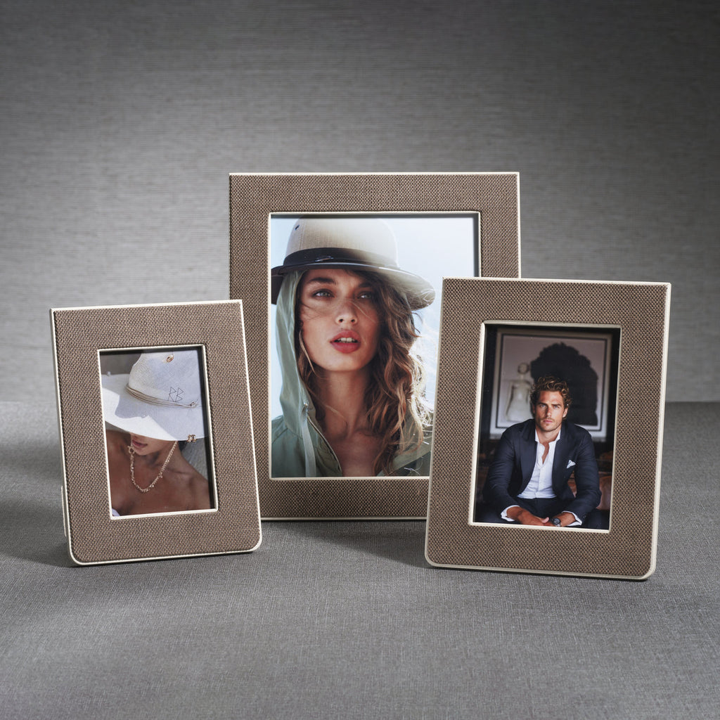 Raffia Over Nappa Cream Leather Photo Frame - Picture Frames by Carlyle Avenue