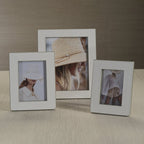 Nappa Leather Photo Frame - White & Gray - Picture Frames by Carlyle Avenue