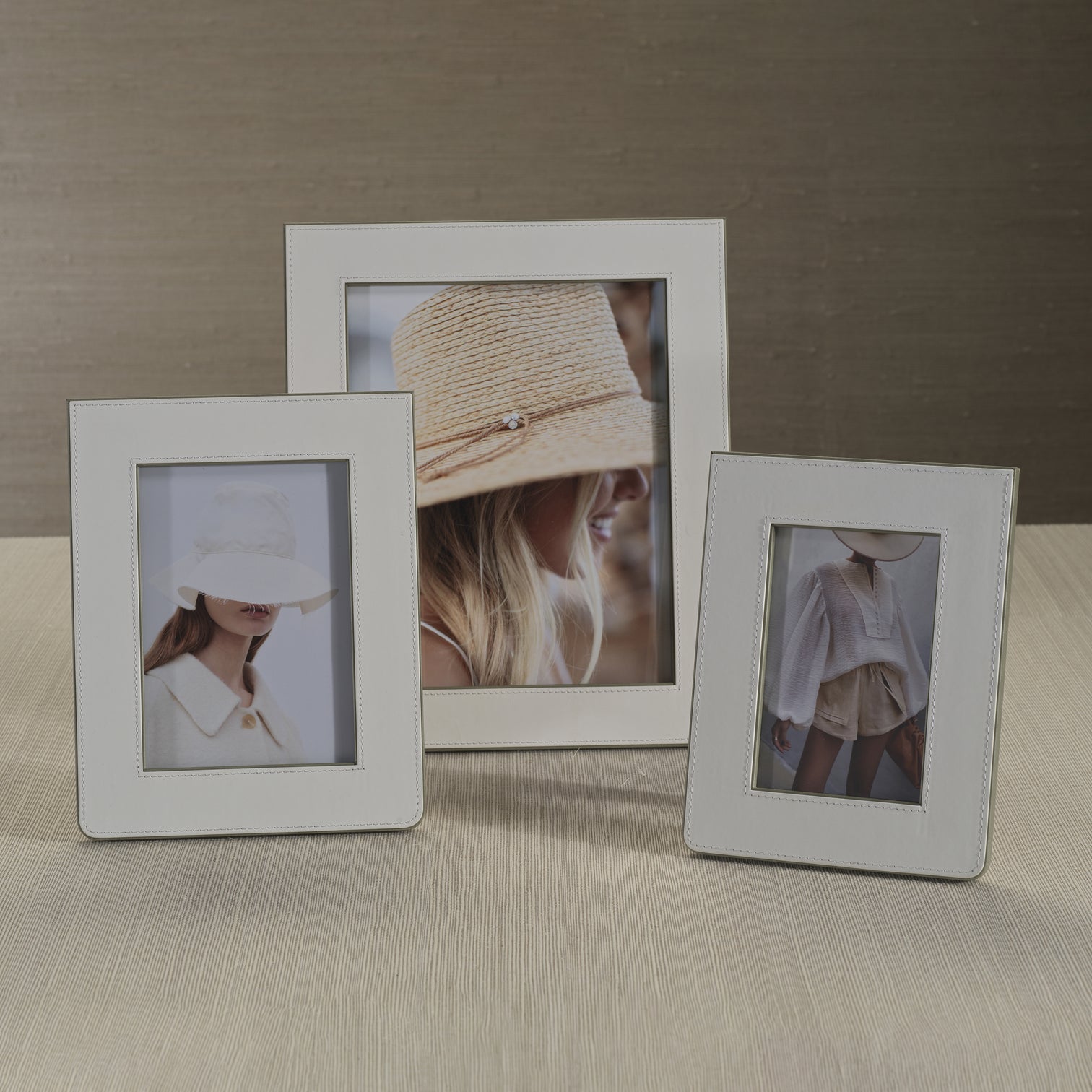 Nappa Leather Photo Frame - White & Gray - Picture Frames by Carlyle Avenue