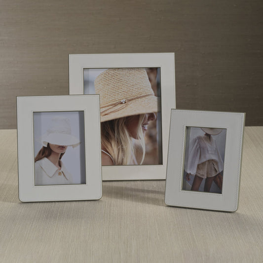 Nappa Leather Photo Frame - White & Gray - Picture Frames by Carlyle Avenue