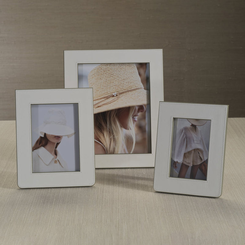 Nappa Leather Photo Frame - White & Gray - Picture Frames by Carlyle Avenue