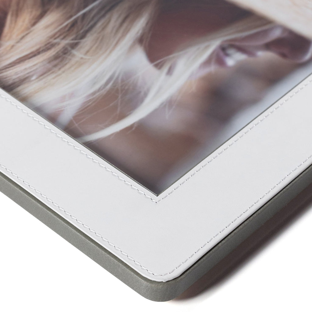 Nappa Leather Photo Frame - White & Gray - Picture Frames by Carlyle Avenue