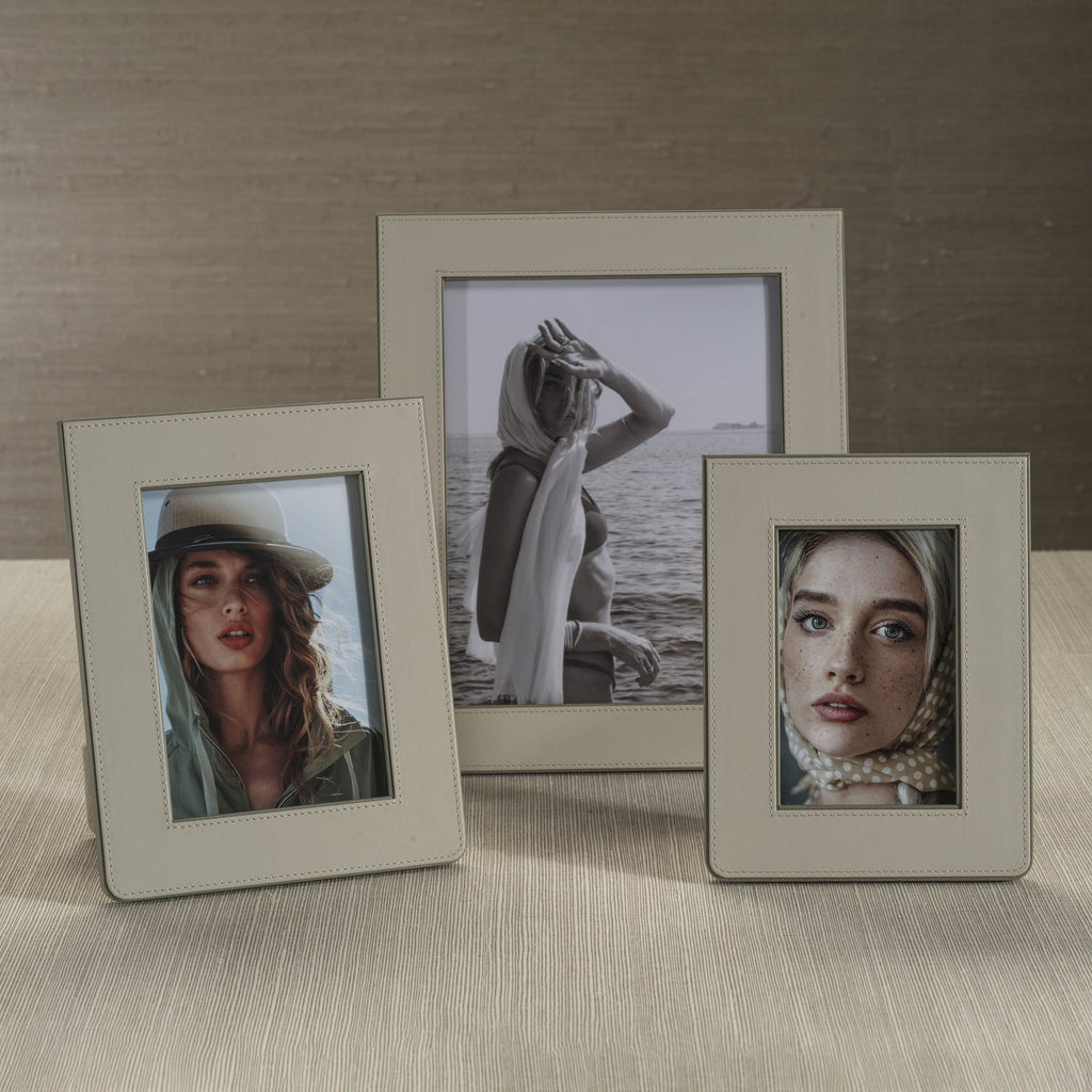 Nappa Leather Photo Frame - Gray & Sage - Picture Frames by Carlyle Avenue