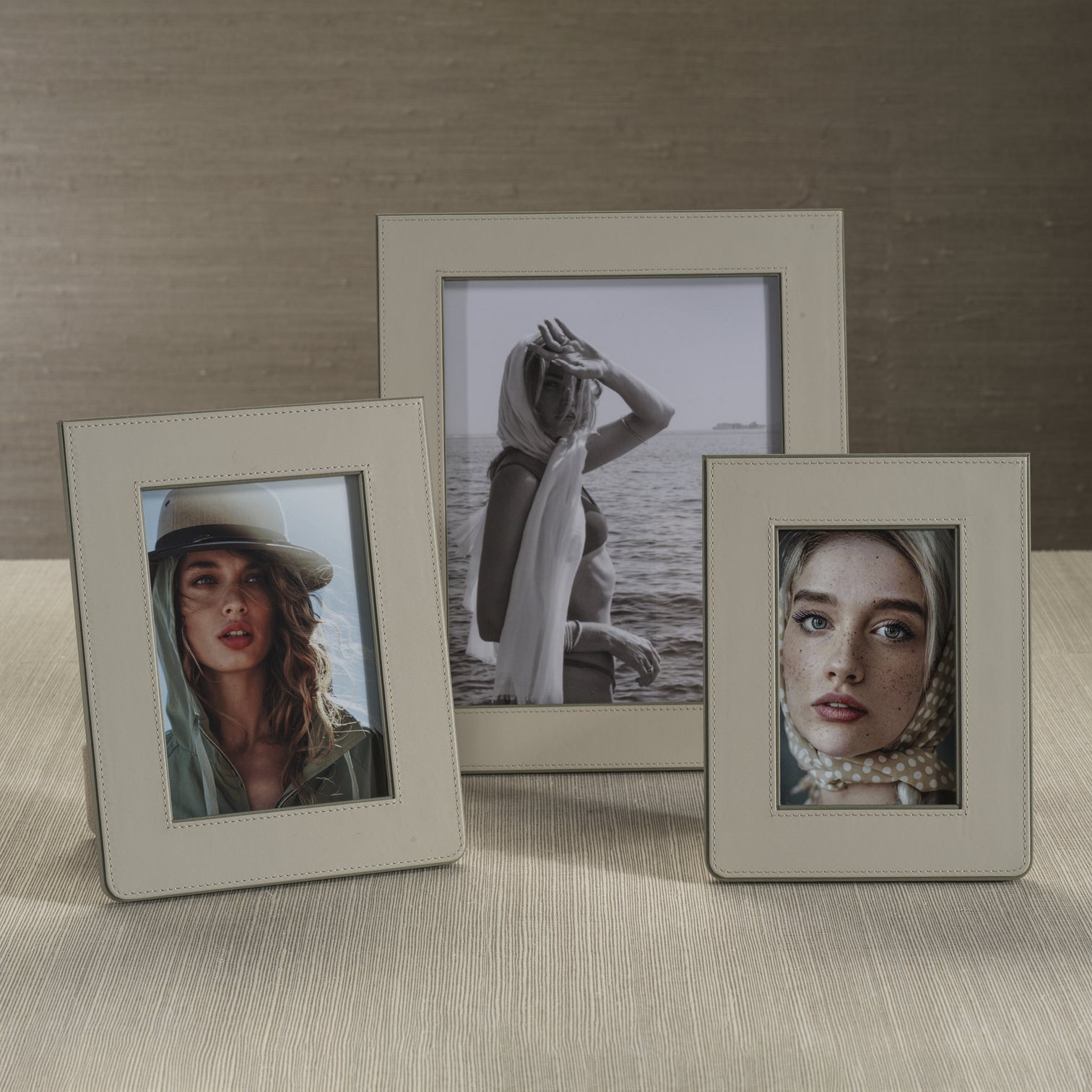 Nappa Leather Photo Frame - Gray & Sage - Picture Frames by Carlyle Avenue