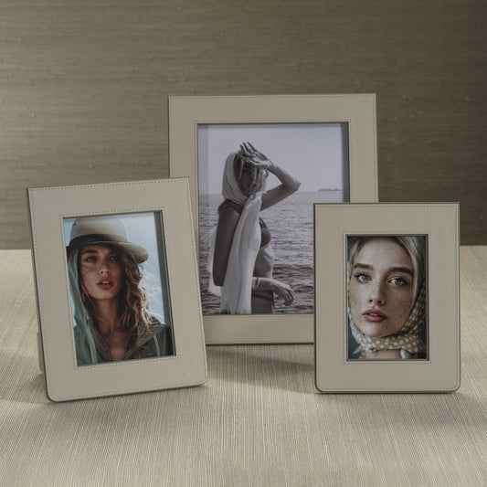 Nappa Leather Photo Frame - Gray & Sage - Picture Frames by Carlyle Avenue