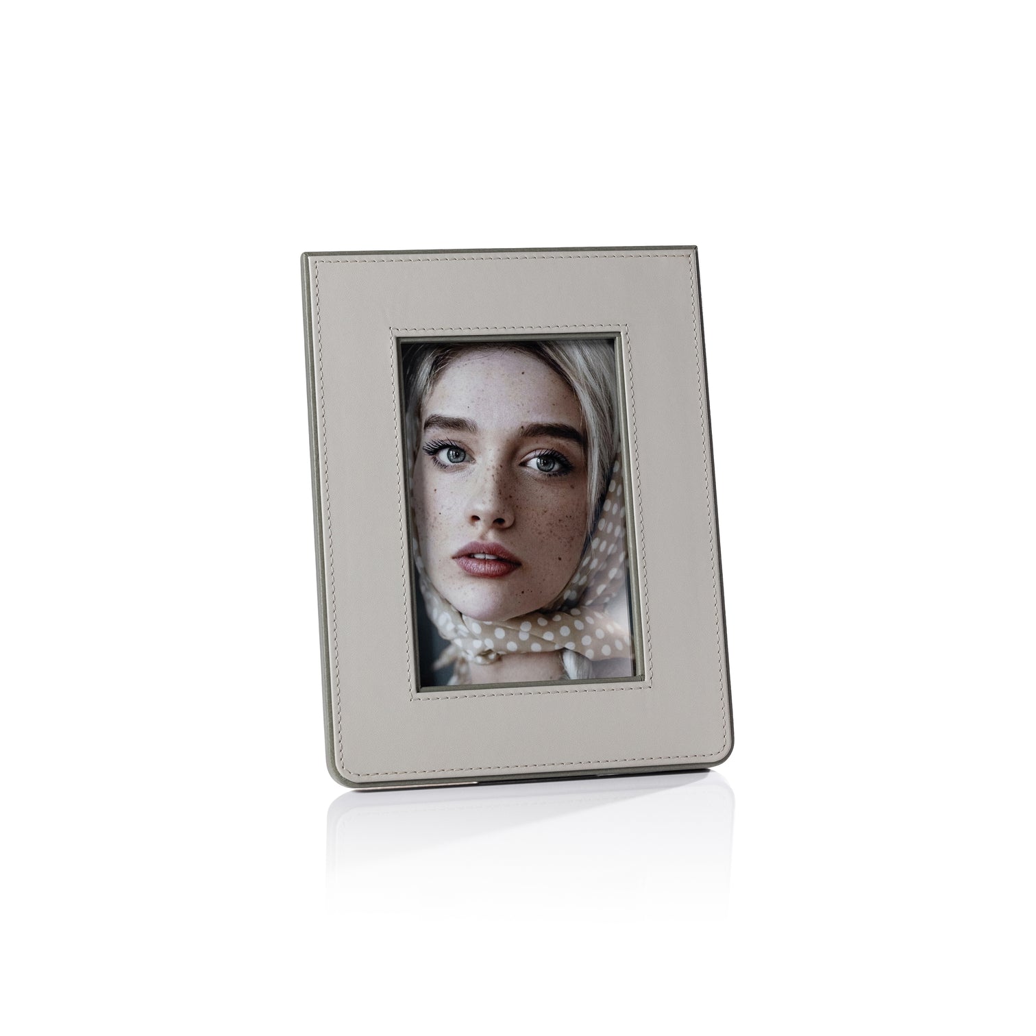 Nappa Leather Photo Frame - Gray & Sage - Picture Frames by Carlyle Avenue