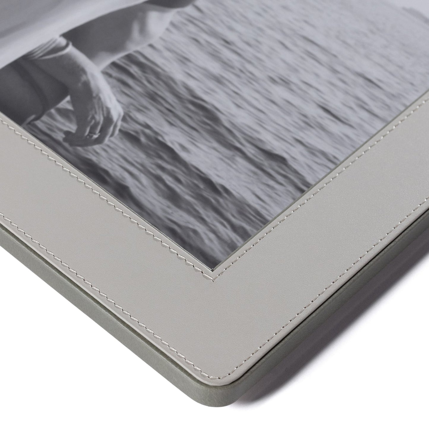 Nappa Leather Photo Frame - Gray & Sage - Picture Frames by Carlyle Avenue
