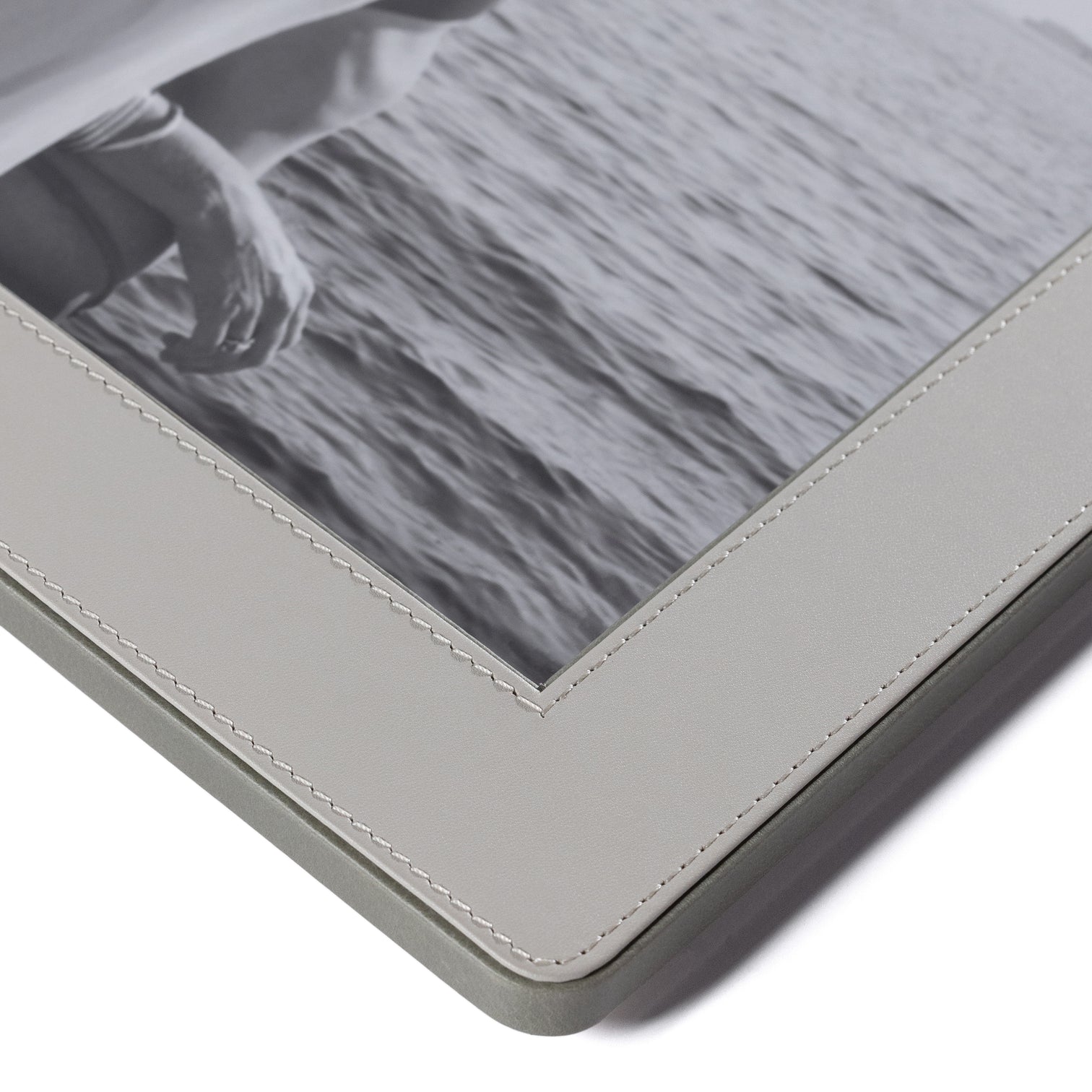 Nappa Leather Photo Frame - Gray & Sage - Picture Frames by Carlyle Avenue