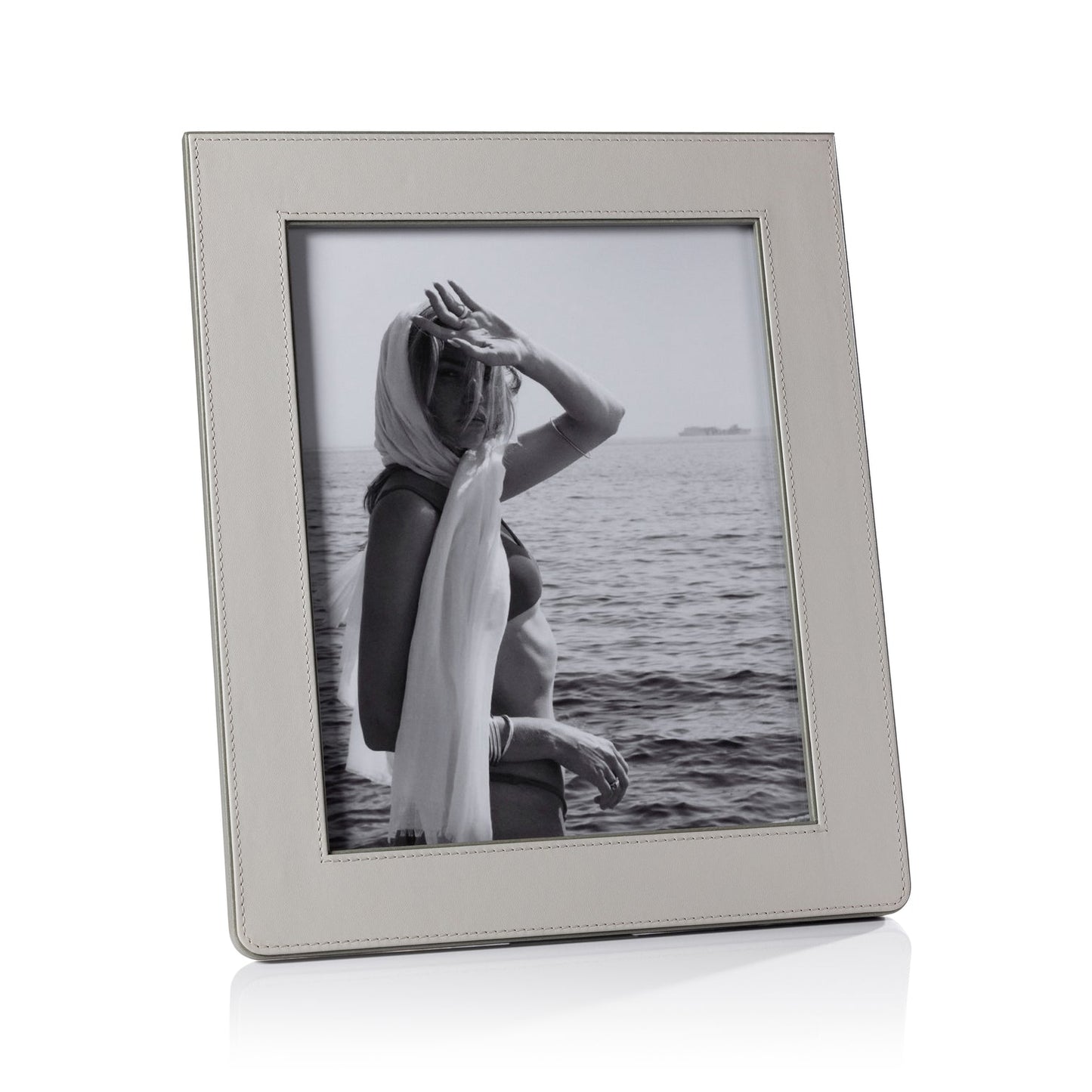 Nappa Leather Photo Frame - Gray & Sage - Picture Frames by Carlyle Avenue