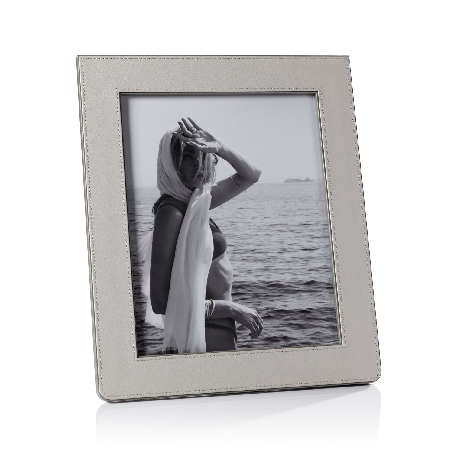 Nappa Leather Photo Frame - Gray & Sage - Picture Frames by Carlyle Avenue