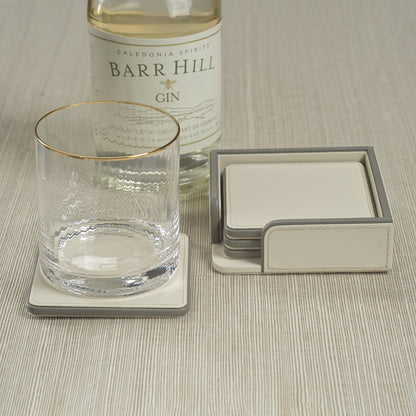 Nappa Leather Coasters - Set of 4 - Cream & Gray - CARLYLE AVENUE
