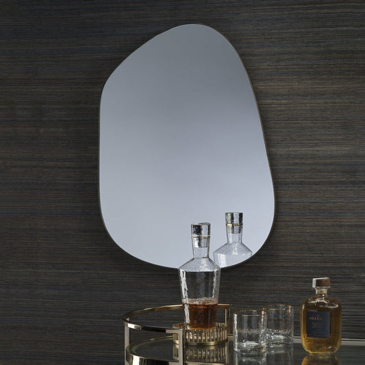 Contour Iron Wall Mirror - Dark Oak 31.5" - Wall Mirror by Carlyle Avenue