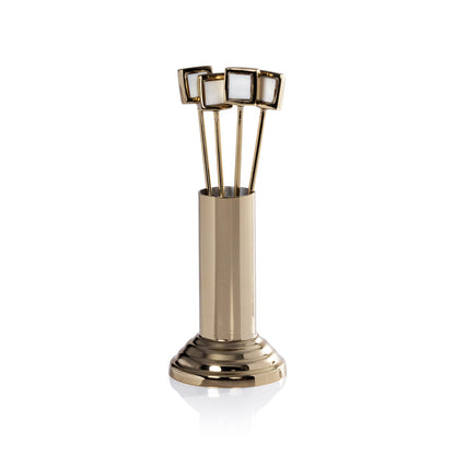 Spiga Set of 4 Cocktail Picks with Stand - Gold - Barware by Carlyle Avenue
