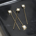 Spiga Set of 4 Cocktail Picks - Gold Metal with Mother of Pearl Accent - Barware by Carlyle Avenue