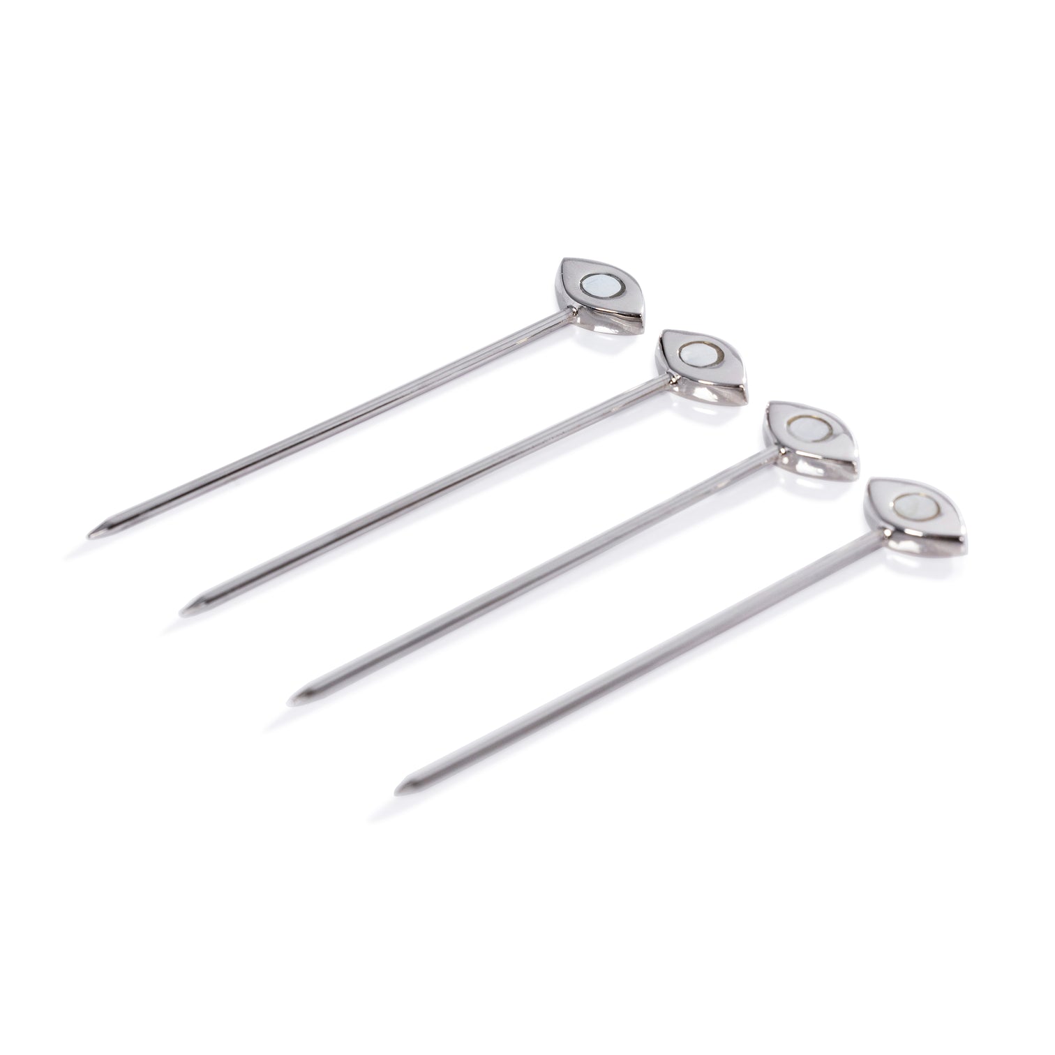 Evil Eye Set of 4 Cocktail Picks - Polished Nickel - Barware by Carlyle Avenue