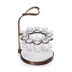 Tequilero 10 Shot Tequila Set with Marble Cutting Board - Gold - CARLYLE AVENUE