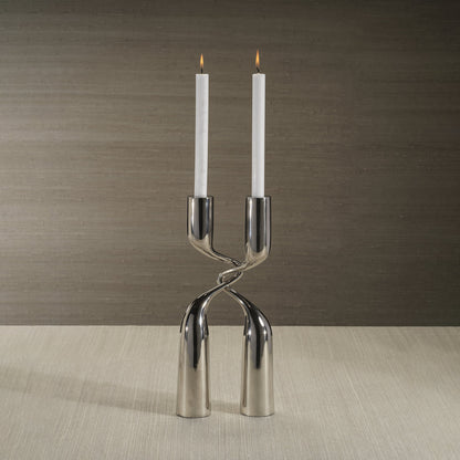 Liaison Candle Holder - Polished Nickel - Candle Holders by Carlyle Avenue