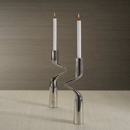 Liaison Candle Holder - Polished Nickel - Candle Holders by Carlyle Avenue