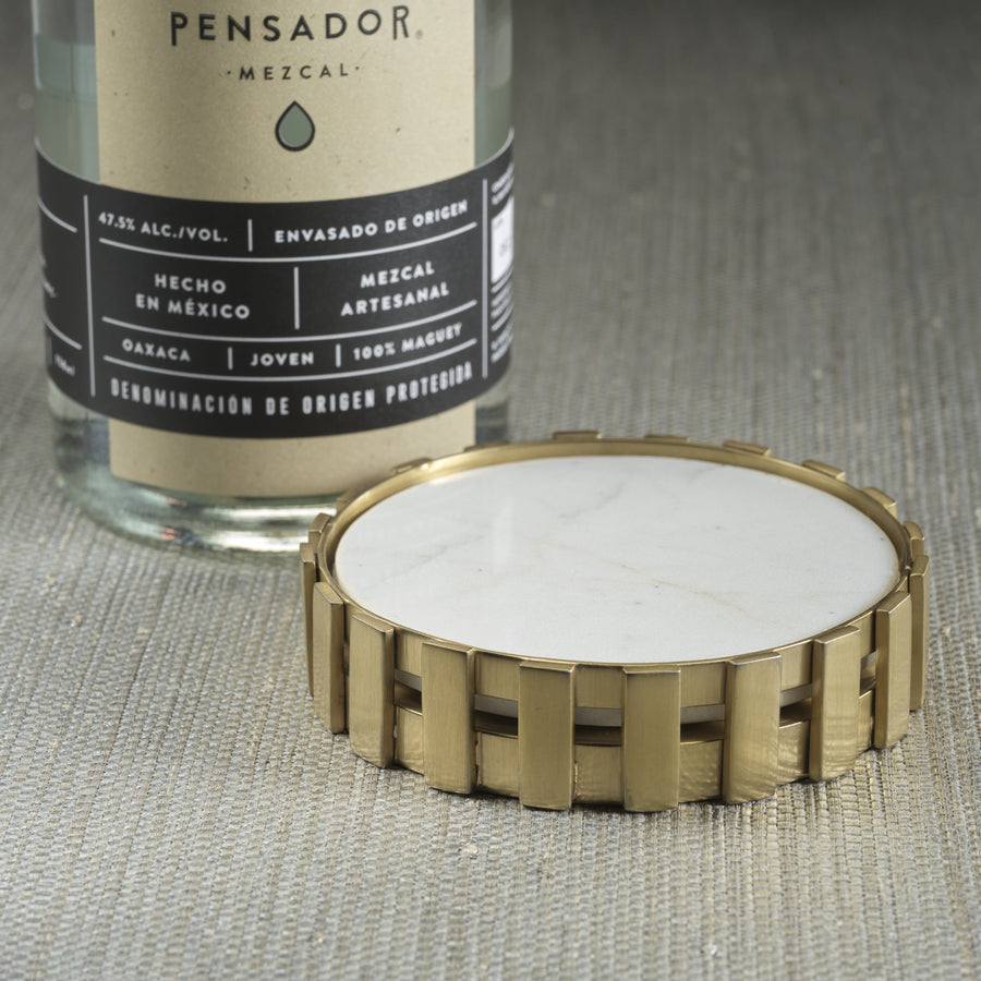Forge Metal and Marble Bottle Coaster