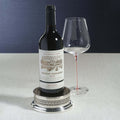 Sommelier's Edge Wine Bottle Coaster - Silver Plated w/ Wood Base - Coasters by Carlyle Avenue