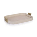 Córdoba Leather Tray - Cream with Matte Gold Handle - Trays by Carlyle Avenue