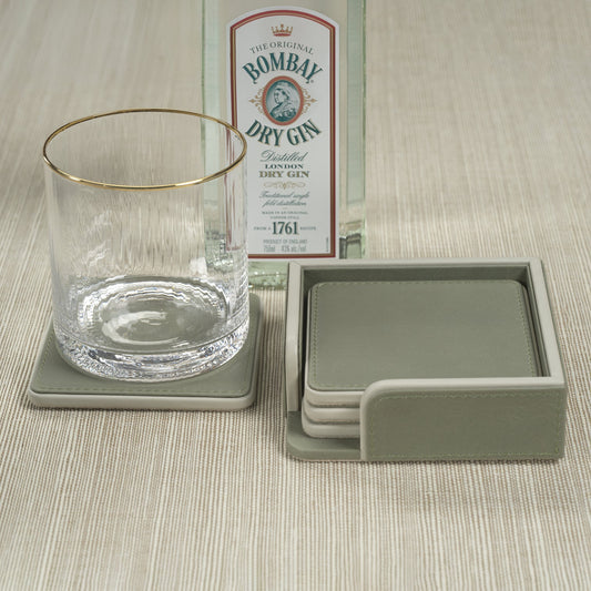 Nappa Leather Coasters - Set of 4 - Sage & Gray - Coasters by Carlyle Avenue