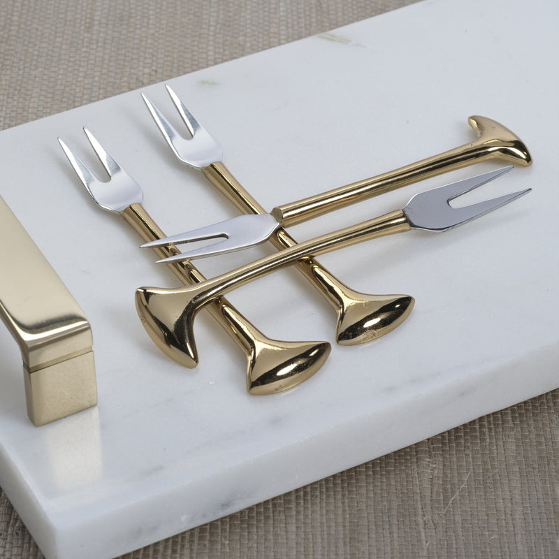 Sable Set of 4 Cheese and Cocktail Forks - Gold - CARLYLE AVENUE
