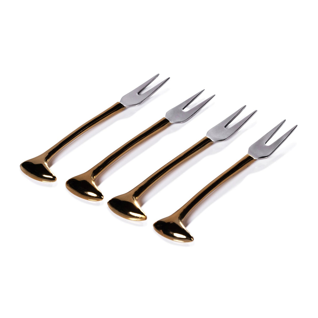 Sable Set of 4 Cheese and Cocktail Forks - Gold - CARLYLE AVENUE